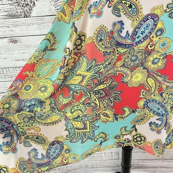 Robbie Bee Tunic Dress size 12 Pink Yellow Paisley Sheer A Line Lagenlook Boho - Picture 10 of 16